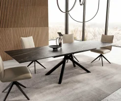 EsstischEdge 200-300x100 Keramik Laminam®Noir Desir Braun Kreuzgestell Rechteck Schwarz ausziehbar Sofort versandfertig