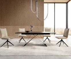 EsstischEdge 200-300x100 Keramik Laminam®Noir Desir Braun V-Gestell Flachstahl Schwarz ausziehbar Sofort versandfertig
