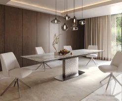 EsstischEdge 200-300x100 Keramik Minas Melange Weiß-Beige Wave Edelstahl ausziehbar Sofort versandfertig