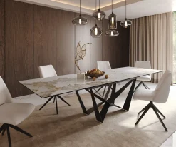 EsstischEdge 200-300x100 Keramik Minas Melange Weiß-Beige Spider Flachstahl Schwarz ausziehbar Sofort versandfertig