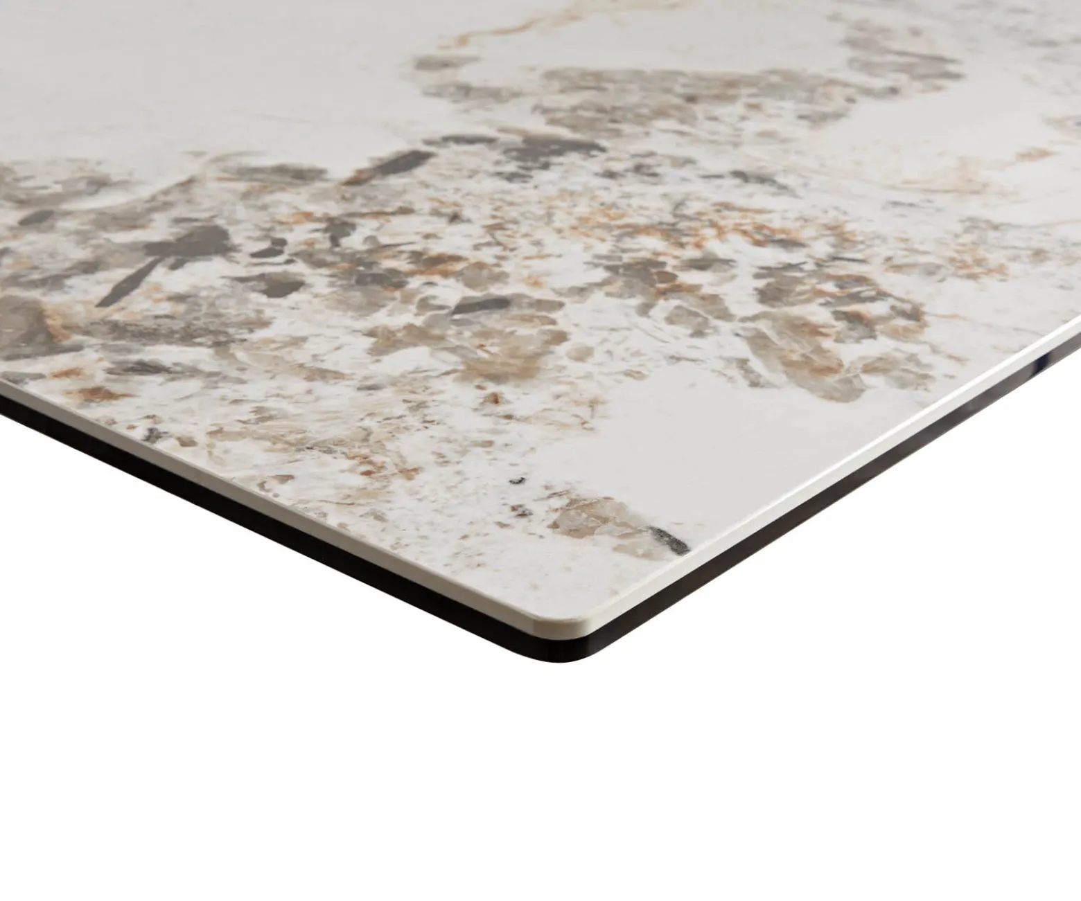 EsstischEdge 200-300x100 Keramik Minas Melange Weiß-Beige Spider Flachstahl Schwarz ausziehbar Sofort versandfertig
