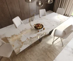 EsstischEdge 200-300x100 Keramik Minas Melange Weiß-Beige Spider Flachstahl Edelstahl ausziehbar Sofort versandfertig