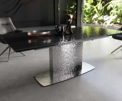EsstischEdge 200-300x100 Reliefglas Rauchschwarz 3D-Design Wave Edelstahl ausziehbar Sofort versandfertig