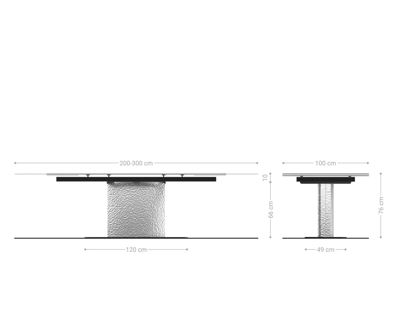 EsstischEdge 200-300x100 Reliefglas Rauchschwarz 3D-Design Wave Edelstahl ausziehbar Sofort versandfertig