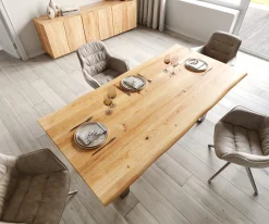 EsstischEdge 200x100x2,5-3 Eiche Natur Edelstahl schmal Live- Sofort versandfertig
