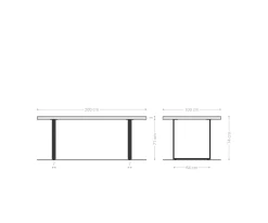 EsstischEdge 200x100x2,5-3 Eiche Natur Edelstahl schmal Live- Sofort versandfertig