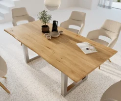 EsstischEdge 200x100x2,5-3 Eiche Natur Edelstahl breit Live- Sofort versandfertig