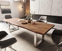 EsstischEdge 260x100 XL Akazie Braun Edelstahl Schmal Live- Sofort versandfertig