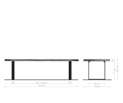 EsstischEdge 300x100 XL Akazie Braun Edelstahl Schmal Live- Versandfertig ca. 07.11.26