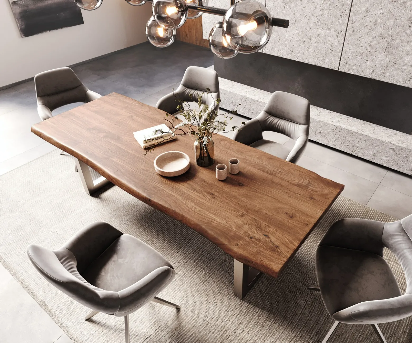 EsstischEdge 260x100 XL Akazie Braun Edelstahl Breit Live- Sofort versandfertig
