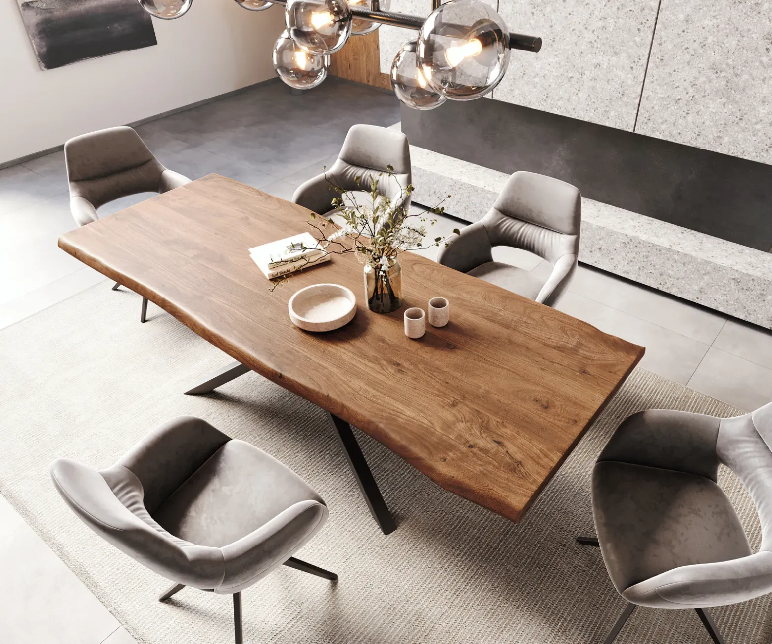 EsstischEdge 260x100 XL Akazie Braun Kreuzgestell Rechteck Schwarz Live- Sofort versandfertig