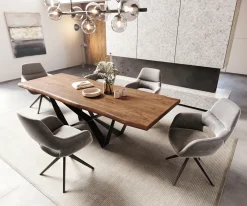 EsstischEdge 260x100 XL Akazie Braun Spider Flachstahl Schwarz Live- Sofort versandfertig