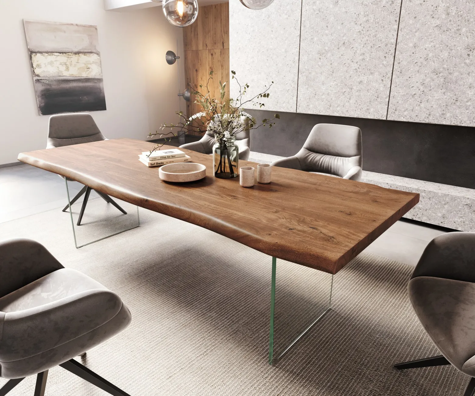 EsstischEdge 260x100 XL Akazie Braun Glas Live- Sofort versandfertig
