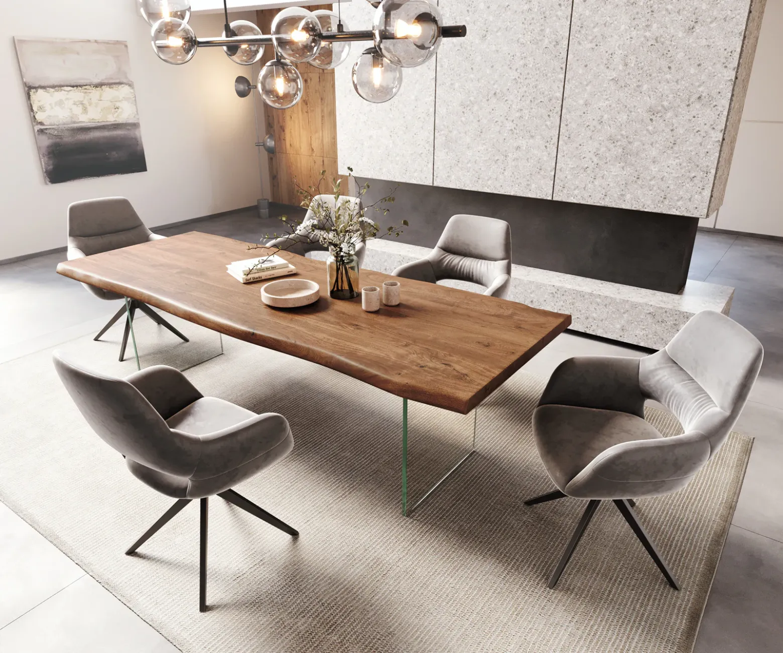 EsstischEdge 260x100 XL Akazie Braun Glas Live- Sofort versandfertig