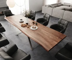 EsstischEdge 300x100 XL Akazie Braun Kreuzgestell Rechteck Edelstahl Live- Versandfertig ca. 07.11.26