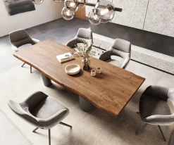 EsstischEdge 260x100 XL Akazie Braun Pilier Metall Effektfinish Titan Live- Sofort versandfertig