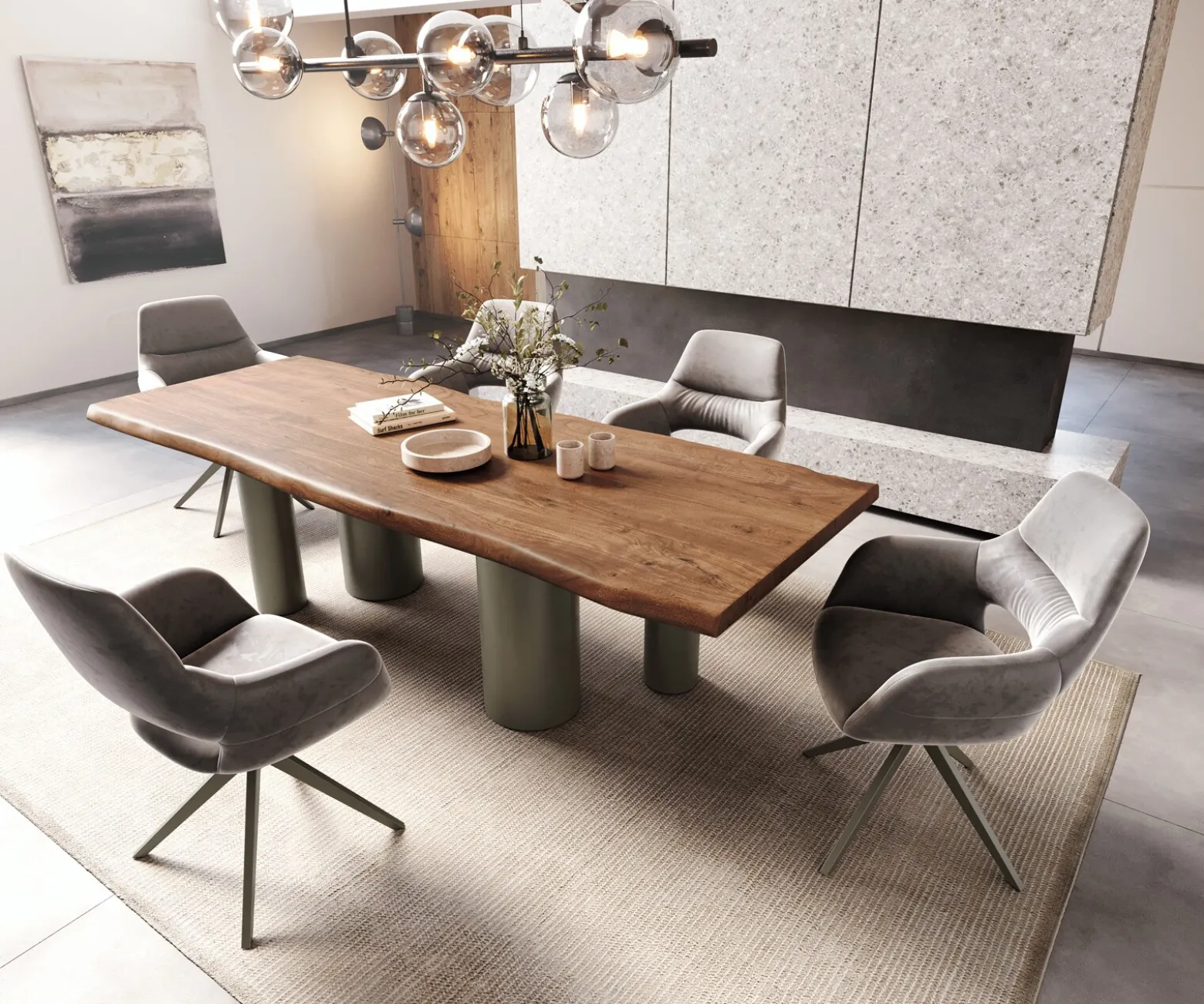 EsstischEdge 260x100 XL Akazie Braun Pilier Metall Effektfinish Titan Live- Sofort versandfertig