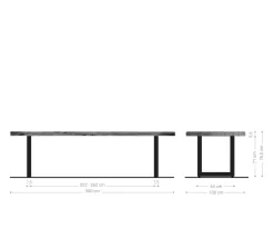 EsstischEdge 300x100 XL Akazie Braun Edelstahl Breit Live- Versandfertig ca. 07.11.26