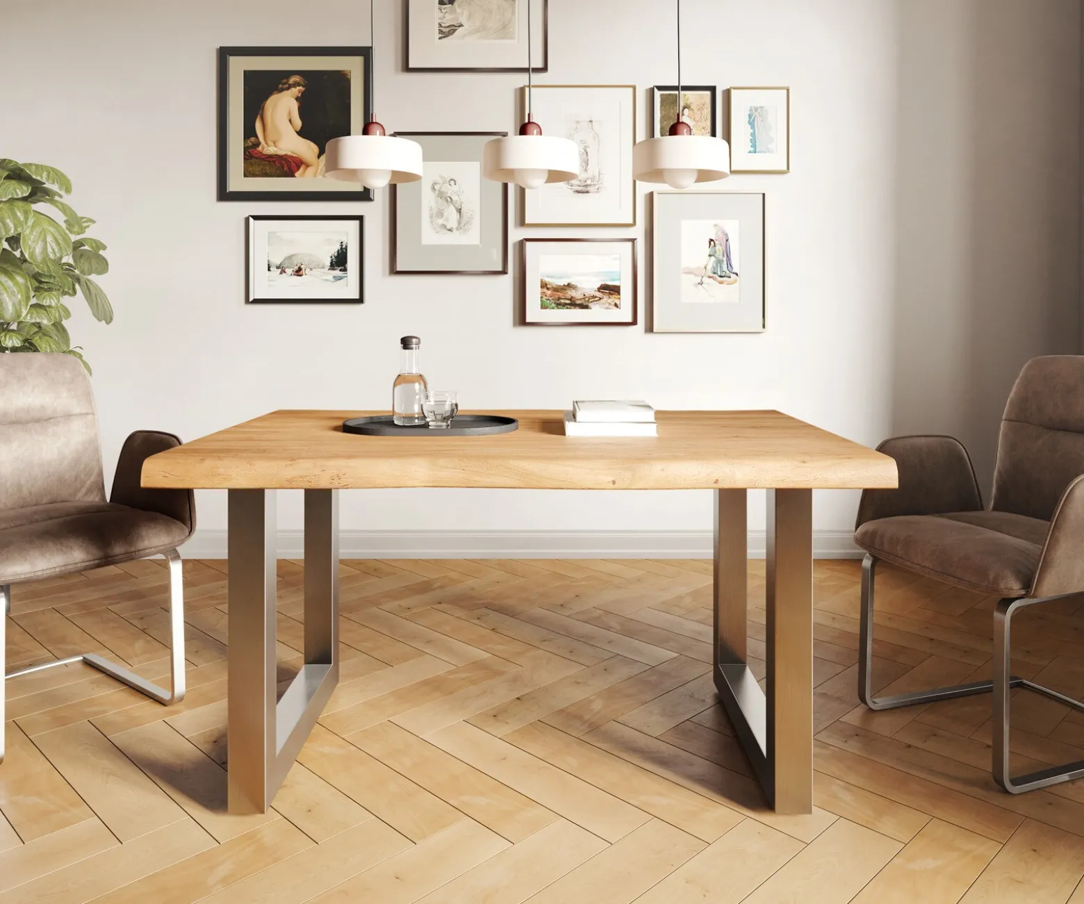 EsstischEdge 140x90 XL Akazie Natur Edelstahl Breit Live- Versandfertig ca. 07.11.26