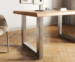 EsstischEdge 140x90 XL Akazie Natur Edelstahl Breit Live- Versandfertig ca. 07.11.26