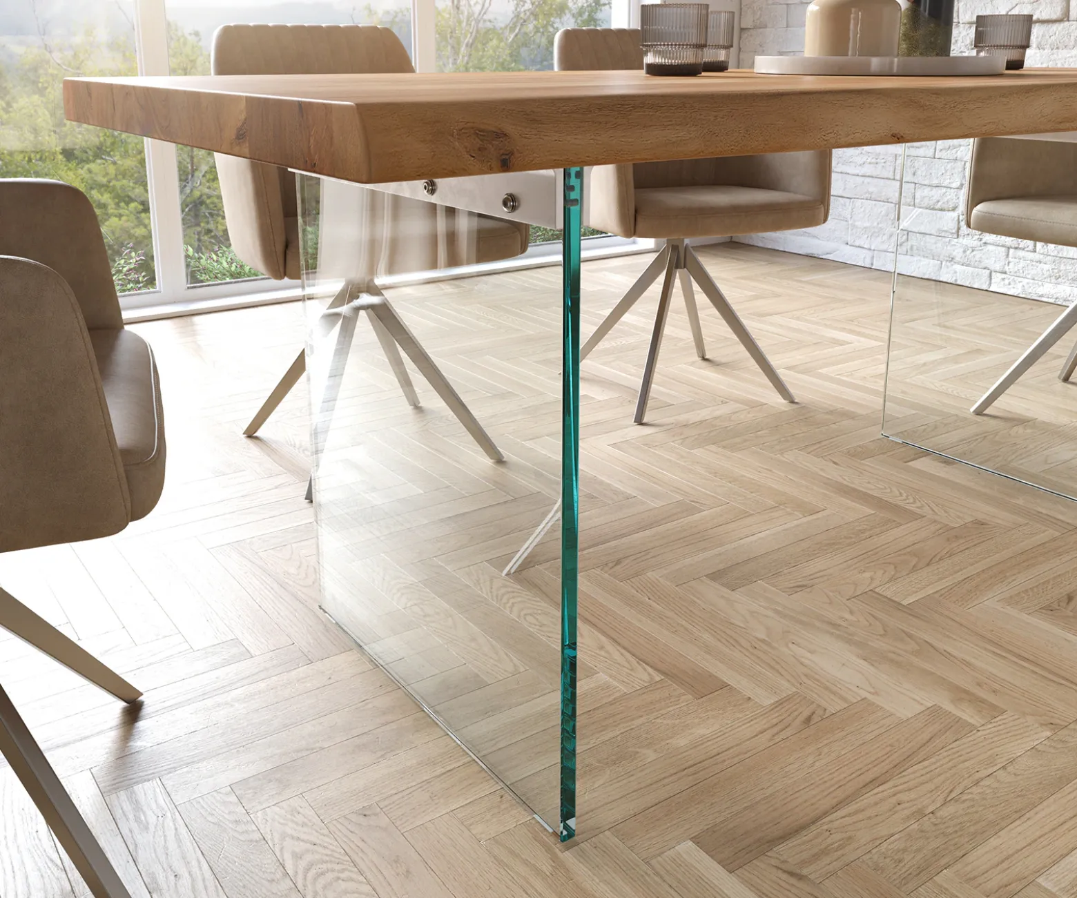 EsstischEdge 180x90 XL Akazie Natur Glas Live- Sofort versandfertig