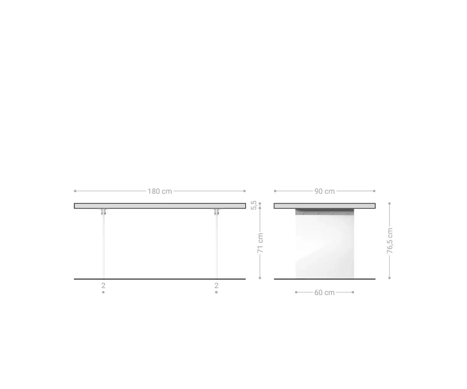EsstischEdge 180x90 XL Akazie Natur Glas Live- Sofort versandfertig