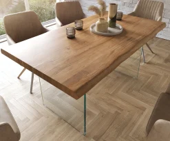EsstischEdge 160x90 XL Akazie Natur Glas Live- Sofort versandfertig