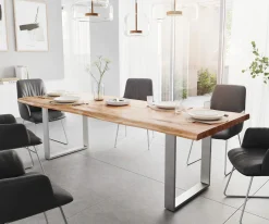 EsstischEdge 260x100 XL Akazie Natur Edelstahl Schmal Live- Sofort versandfertig