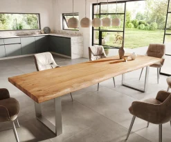 EsstischEdge 300x100 XL Akazie Natur Edelstahl Schmal Live- Sofort versandfertig