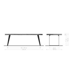 EsstischEdge 260x100 XL Akazie Natur Metall Schräg Live- Sofort versandfertig