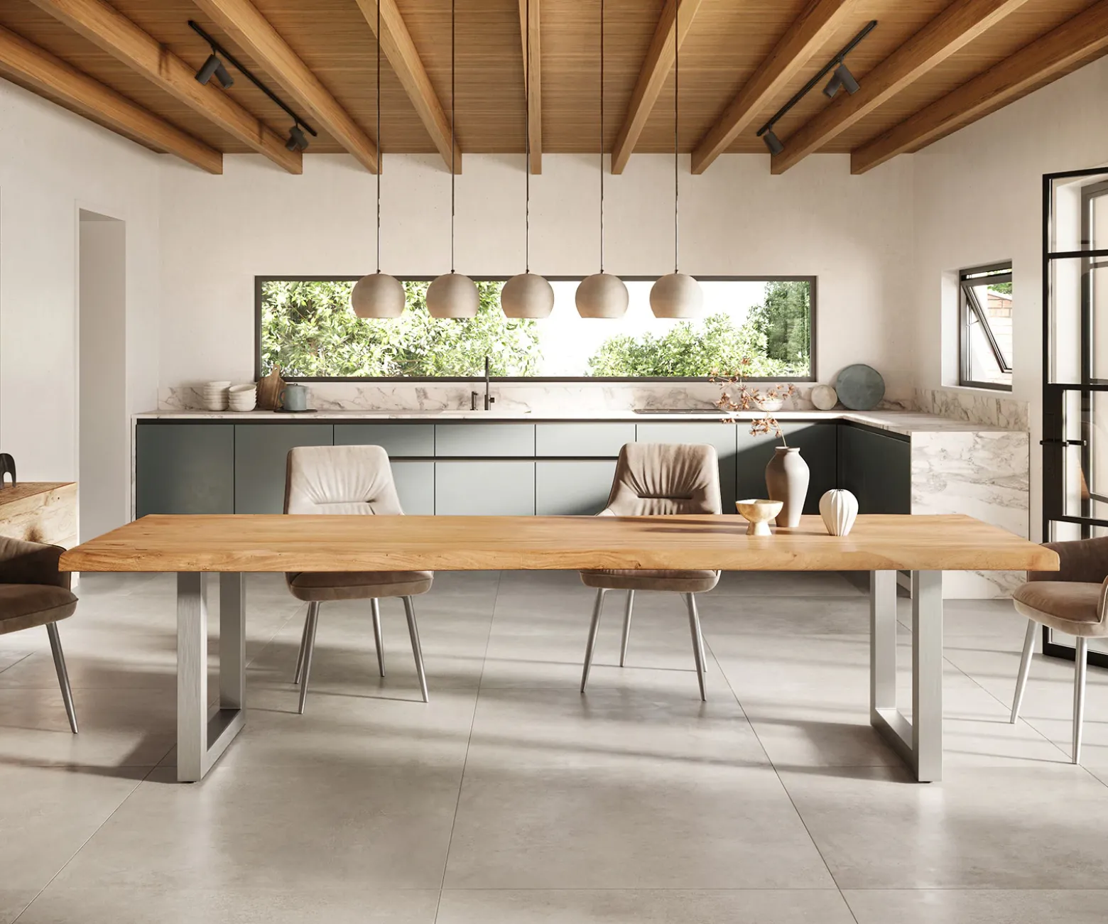 EsstischEdge 300x100 XL Akazie Natur Edelstahl Breit Live- Sofort versandfertig