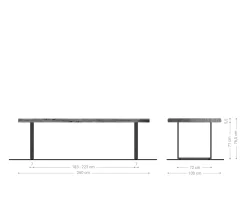EsstischEdge 260x100 XL Akazie NaturMetall Schmal schwarz Live- Sofort versandfertig