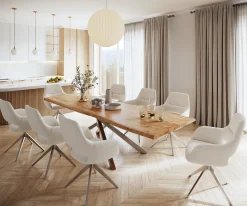 EsstischEdge 300x100 XL Akazie Natur Kreuzgestell Rechteck Edelstahl Live- Sofort versandfertig