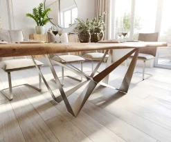 EsstischEdge 280x100 XL Akazie Natur Spider Flachstahl Edelstahl Live- Sofort versandfertig
