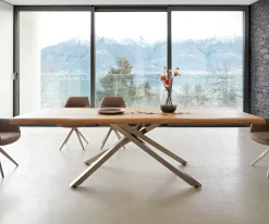 EsstischEdge 260x100 XL Akazie Natur Kreuzgestell Rechteck Edelstahl Live- Sofort versandfertig