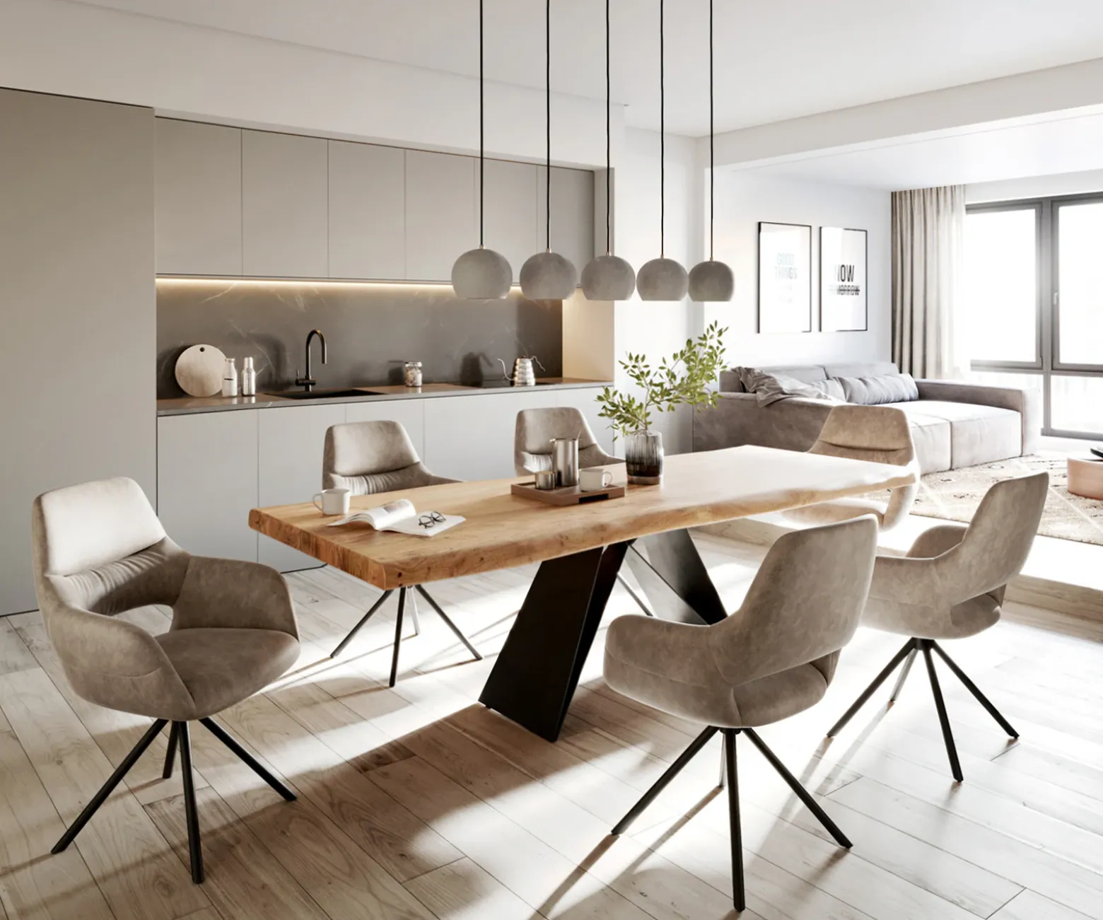 EsstischEdge 260x100 XL Akazie Natur V-Gestell Flachstahl Schwarz Live- Sofort versandfertig