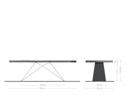EsstischEdge 260x100 XL Akazie Natur V-Gestell Flachstahl Schwarz Live- Sofort versandfertig