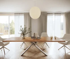 EsstischEdge 280x100 XL Akazie Natur Kreuzgestell Rechteck Edelstahl Live- Sofort versandfertig