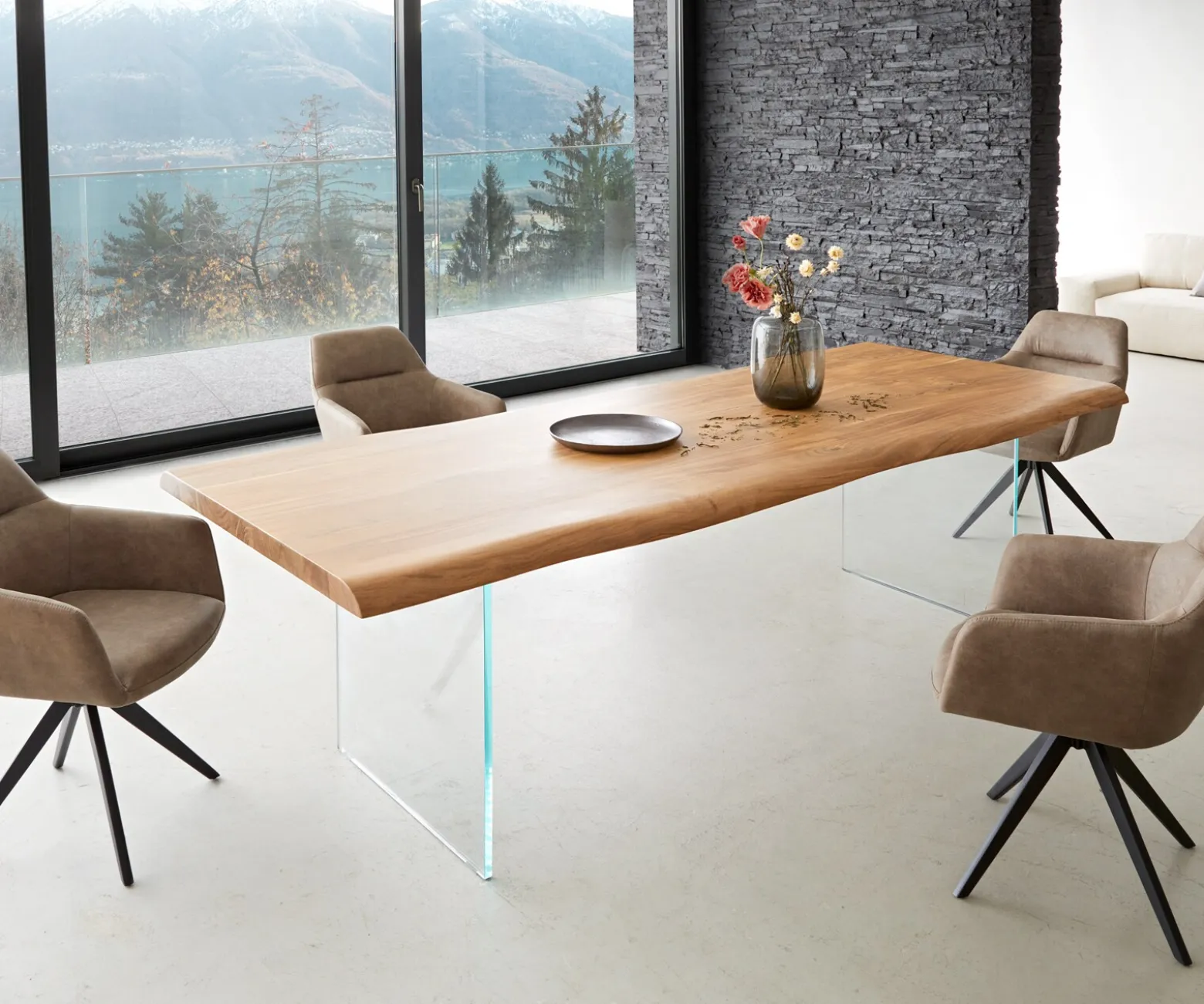 EsstischEdge 260x100 XL Akazie Natur Glas Live- Sofort versandfertig