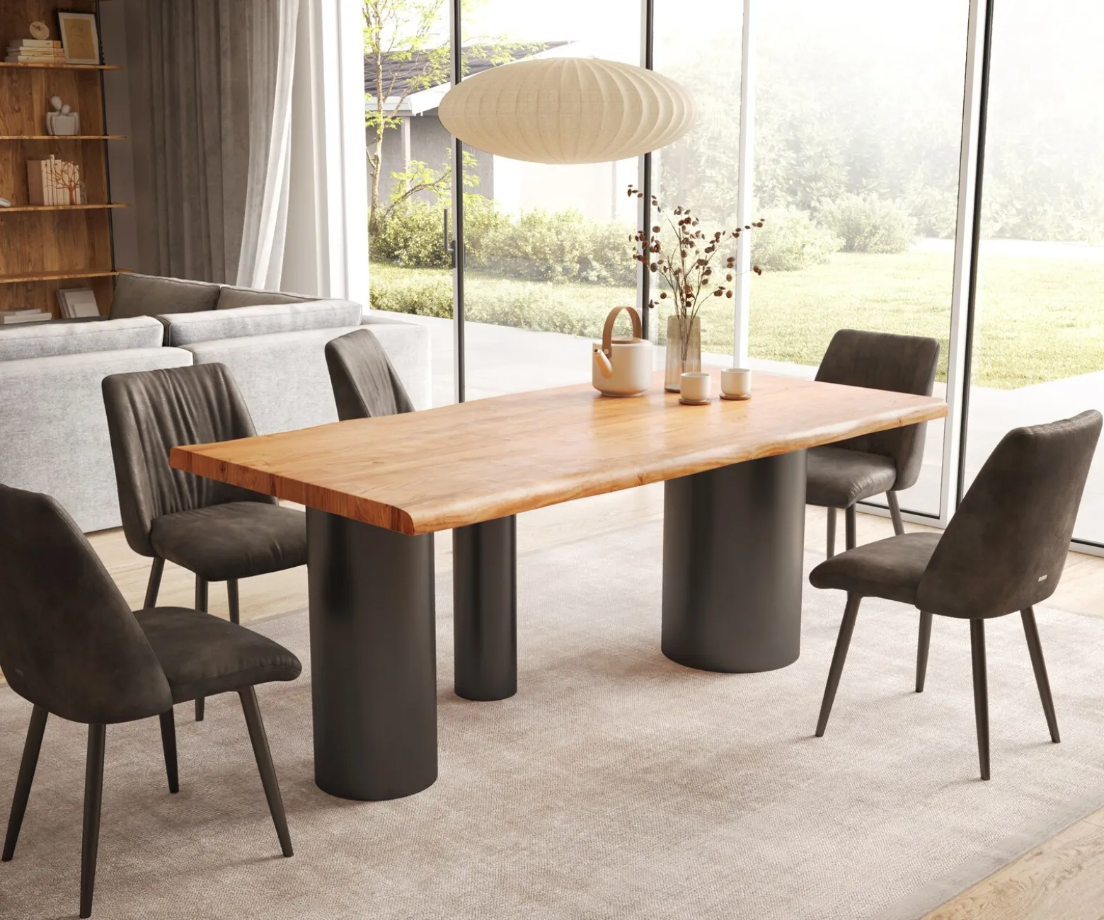 EsstischEdge 200x100 XL Akazie Natur Troa Metall Schwarz Live- Sofort versandfertig