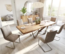EsstischEdge 260x100 XL Akazie Natur Spider Flachstahl Edelstahl Live- Sofort versandfertig