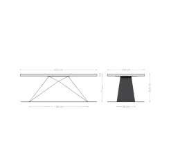 EsstischEdge 220x100 XL Akazie Platin V-Gestell Flachstahl Schwarz Live- Versandfertig ca. 07.11.26