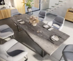 EsstischEdge 260x100 XL Akazie Platin Edelstahl Schmal Live- Sofort versandfertig
