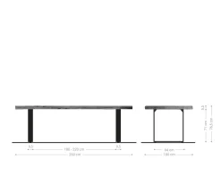 EsstischEdge 260x100 XL Akazie Platin Edelstahl Schmal Live- Sofort versandfertig