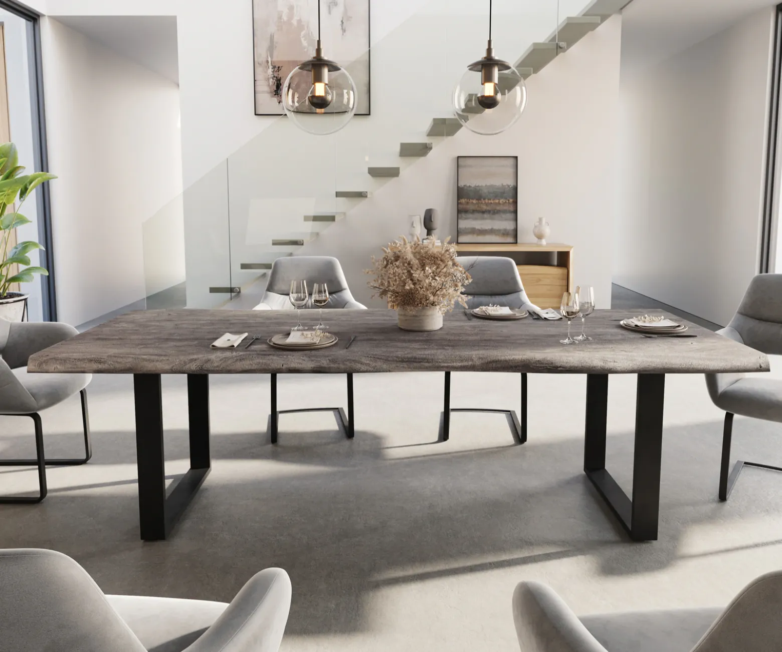 EsstischEdge 260x100 XL Akazie Platin Metall Schmal schwarz Live- Sofort versandfertig