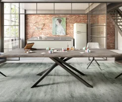 EsstischEdge 260x100 XL Akazie Platin Kreuzgestell Rechteck Schwarz Live- Sofort versandfertig
