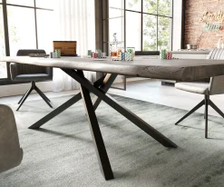 EsstischEdge 260x100 XL Akazie Platin Kreuzgestell Rechteck Schwarz Live- Sofort versandfertig
