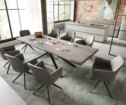 EsstischEdge 260x100 XL Akazie Platin Kreuzgestell Rechteck Schwarz Live- Sofort versandfertig