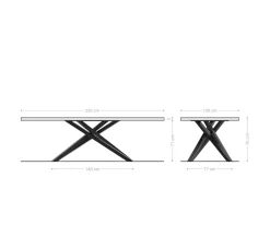 EsstischEdge 260x100 XL Akazie Platin Kreuzgestell Rechteck Schwarz Live- Sofort versandfertig