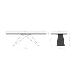 EsstischEdge 260x100 XL Akazie Platin V-Gestell Flachstahl Schwarz Live- Sofort versandfertig